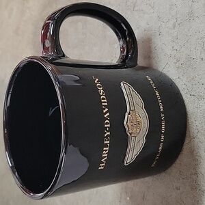 Harley-Davidson 100 Year Anniversary Coffee Mug, Black, Pewter Logo, 22 Oz.